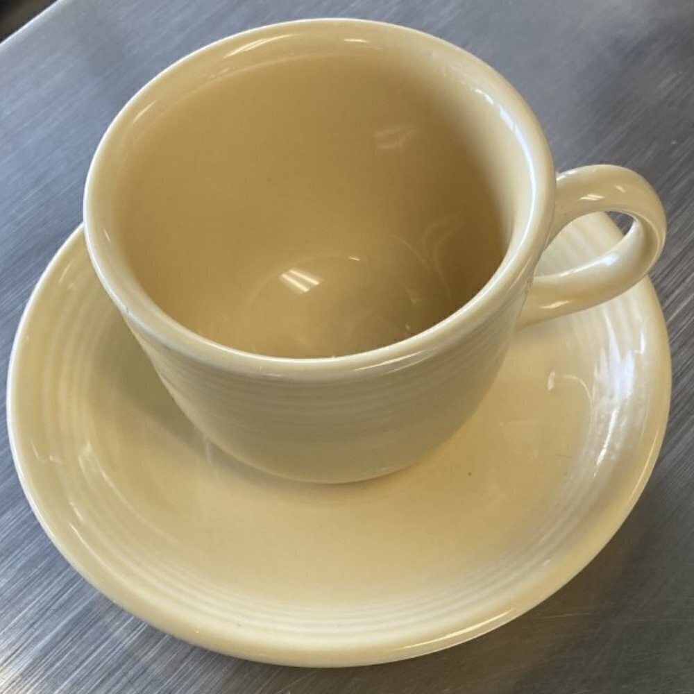 Fiesta pale yellow tea cup and saucer